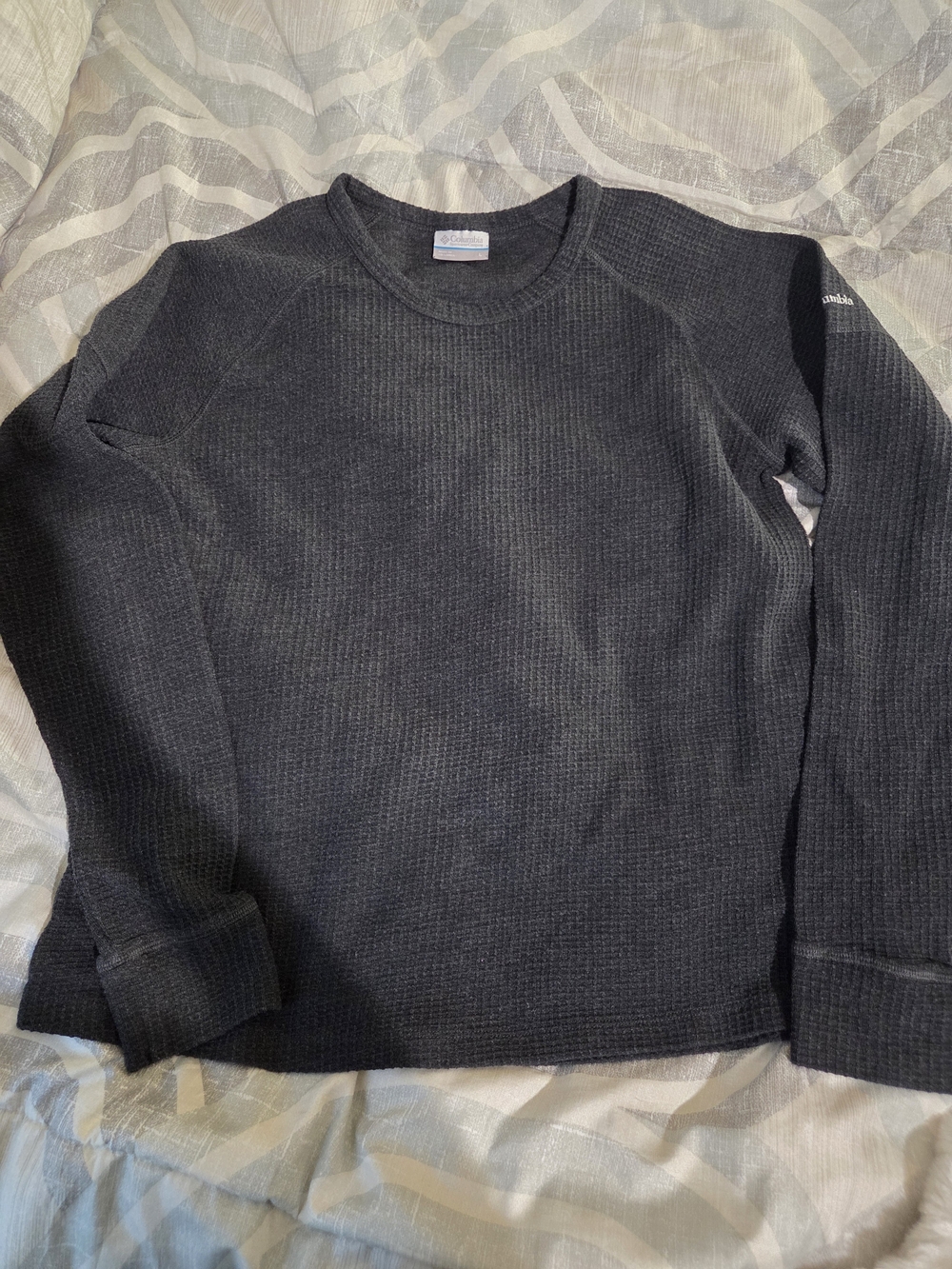 Columbia Women's Charcoal Waffle-Knit Long Sleeve Crew